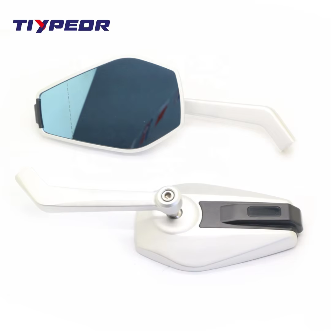 TIYPEOR Factory Direct Universal Convex Lens Motorcycle Rearview Mirror Alloy Aluminium Accessory Sale Scooter Bike Reversing details