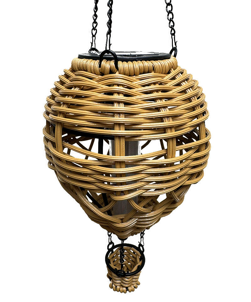 Hanging Ornament Rattan Plaited Articles Flame Hanging Lantern Hot Balloon Solar Garden Decoration details