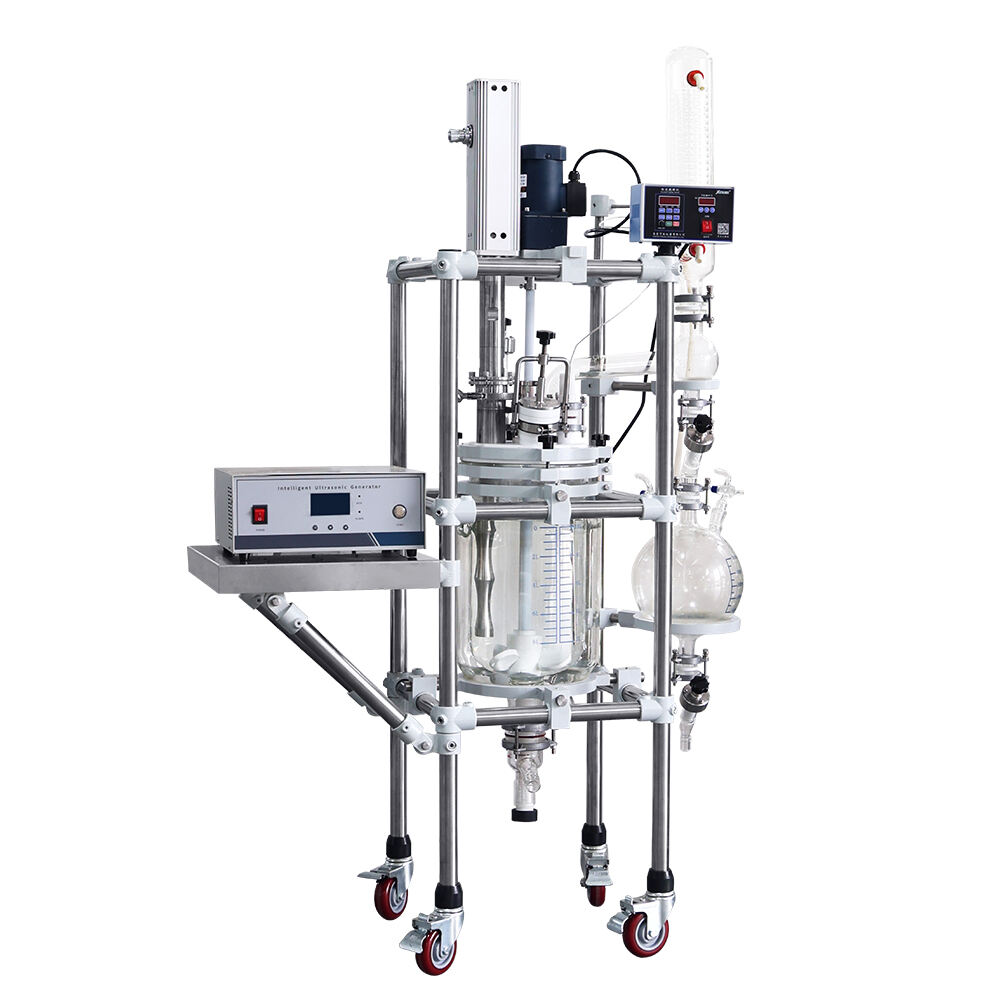 réacteur pilote de 50l 100l 20 avec condenseur de rotation et de levage, systèmes de réaction en verre