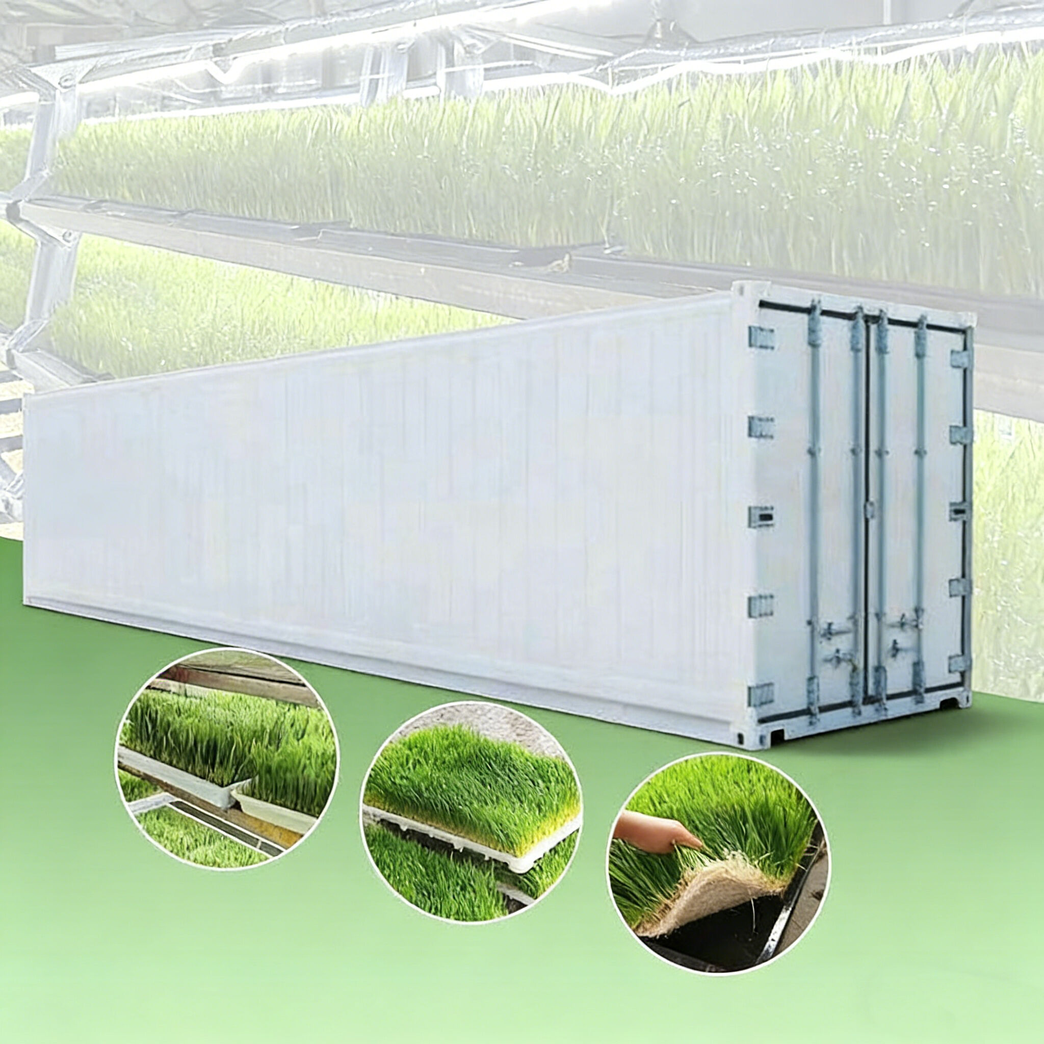 Automated Indoor Farming System Hydroponic Barley Grass Fodder Growing Container Farm 