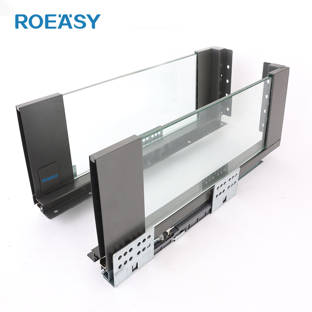 ROEASY 193Y-167MM full extension glass drawer kitchen drawer slider slim metal box drawer channel