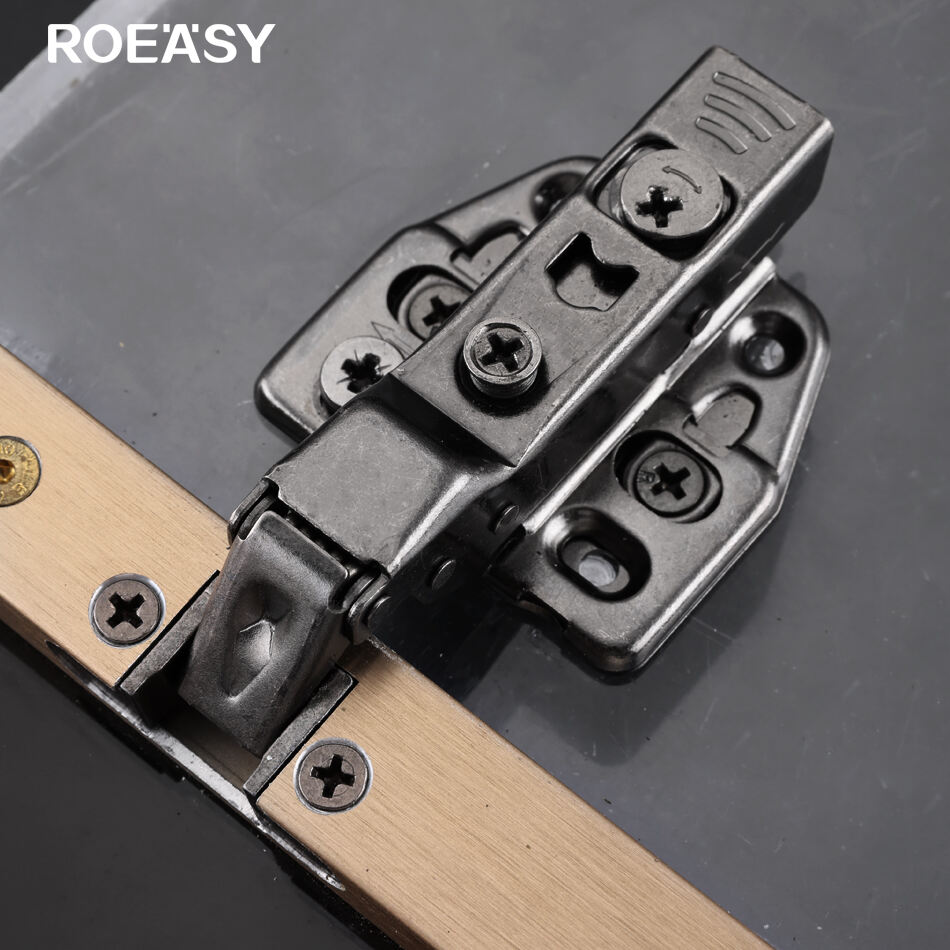 Roeasy CH-693A-3H-BN Glass Door 3D Cabinet Hinge Aluminum Frame Soft Close Hydraulic Concealed Hinge for Glass Display Cupboard