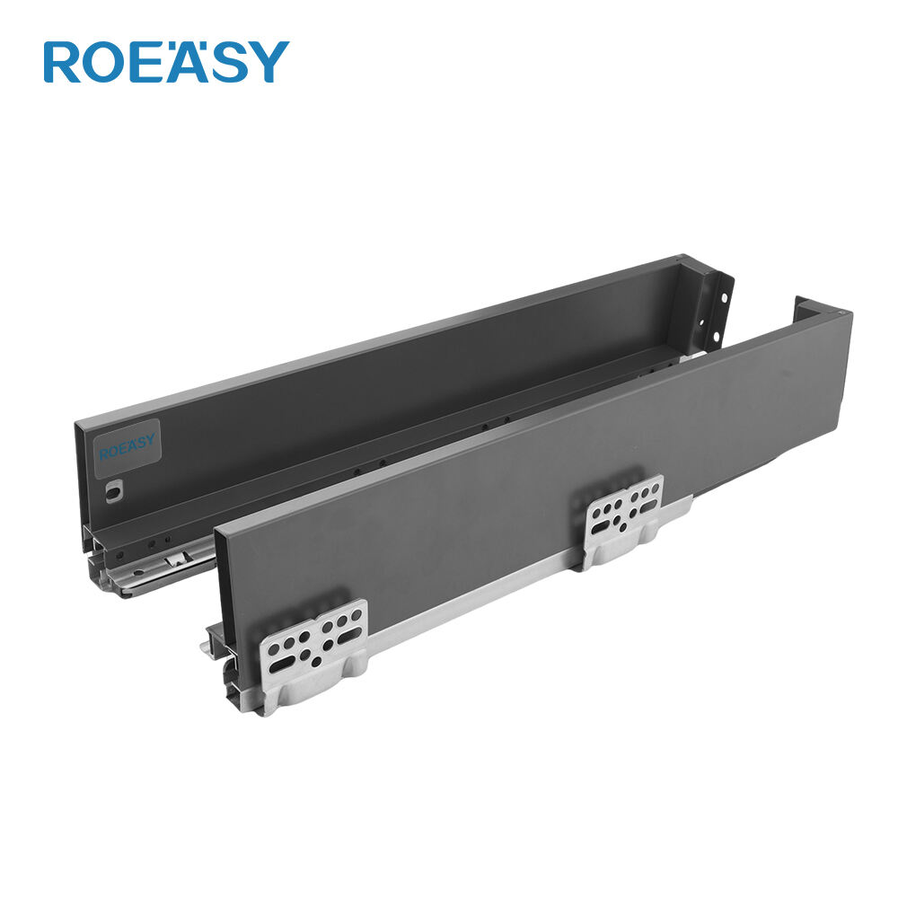 ROEASY TD-195PT 84MM Hoogte Lade Slanke Doos Keukenkast Runner Kanaalsysteem Dubbele Wand Soft Close Push Open Lade schuif