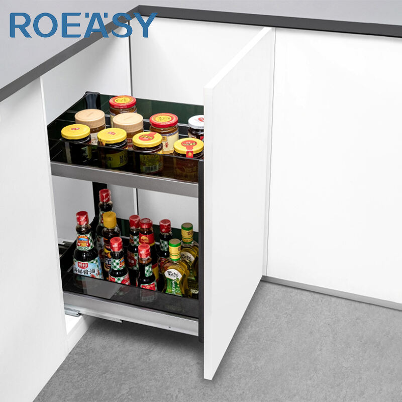 ROEASY DWU-2 / DWU-3 서랍 바구니 2단 양념 선반 강화유리 대용량 3층 주방 수납 스파이스 랙