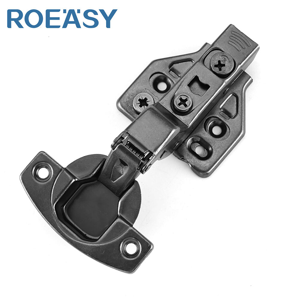 ROEASY CH-273AI-3D-BN Charnières à trois voies pour armoire à fermeture douce Charnière pour armoire de meubles 3D 35 mm Nickel noir 15 charnières encastrées à manivelle