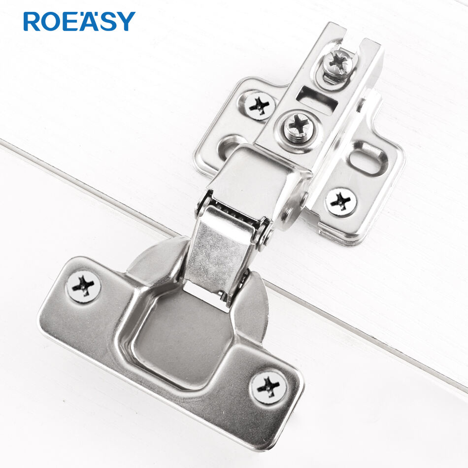 ROEASY 15 Crank Inset Furniture Hinge Surface Mounted Fixed Type Soft Close One Way Cabinet Hinges