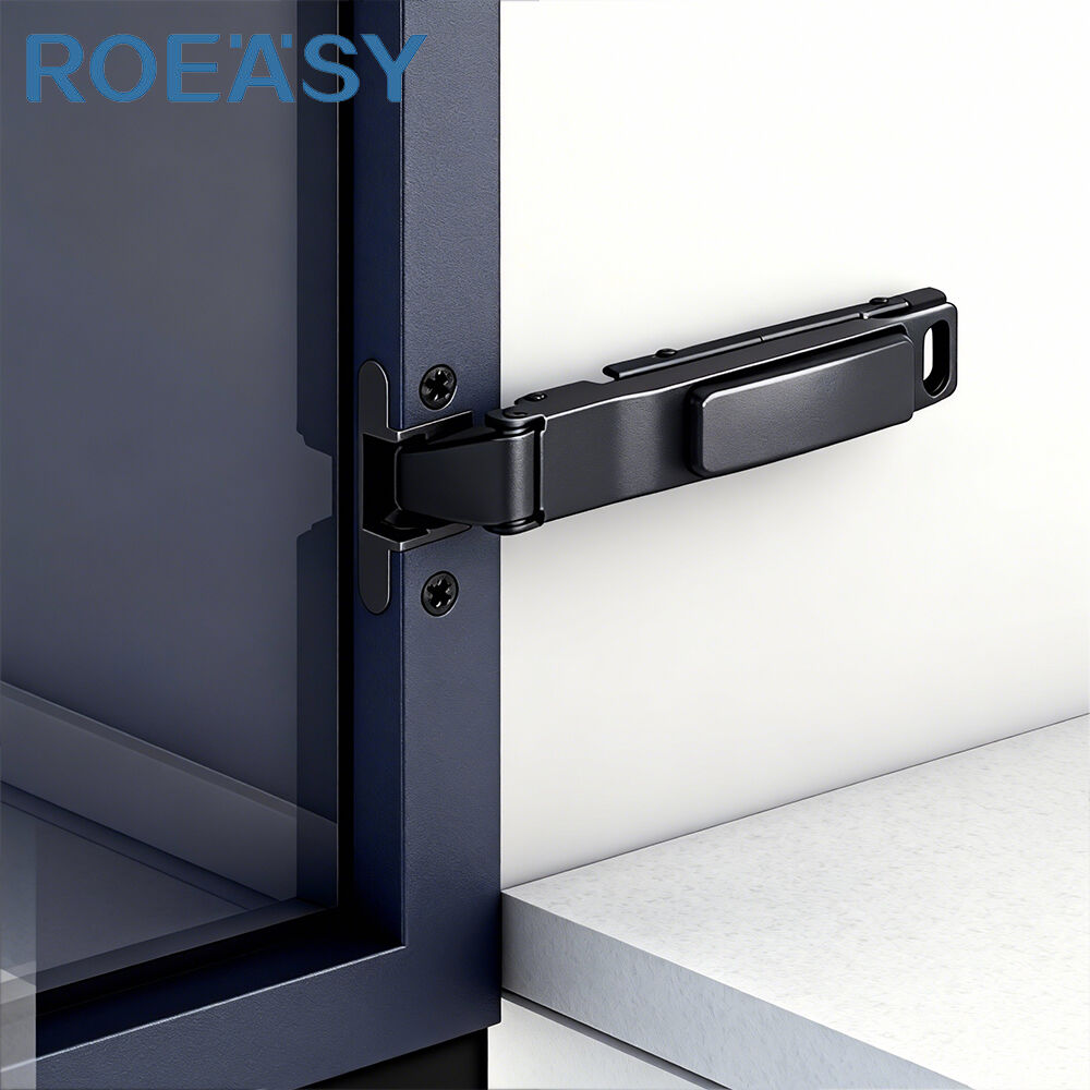 ROEASY KH23 유리 도어 캐비닛 윙리스 힌지, 블랙 마감, 유압식 캐비닛 힌지, 자동 닫힘 힌지, 주방 찬장 힌지