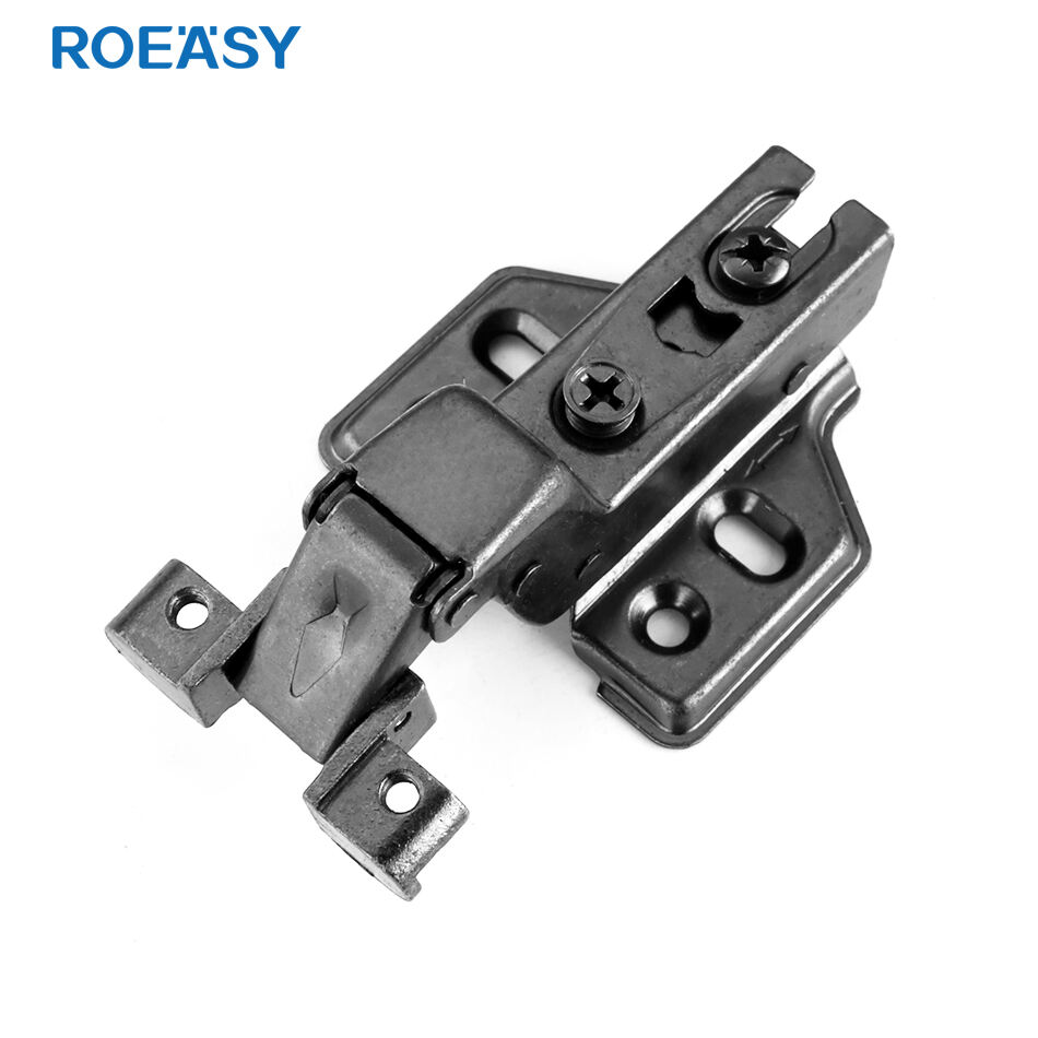 Roeasy CH-691A-I 15 Crank Aluminum Frame Cabinet Hinge Black Nickel Soft Close Inset Hinge for Glass Door Furniture