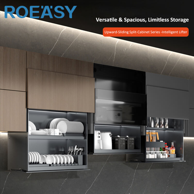 ROEASY Slide-UP01-F スマートキッチン用インテリジェントエレベーターモジュール収納 キッチンキャビネット 収納スタンド 単体設置可能な収納キャビネット キッチン用