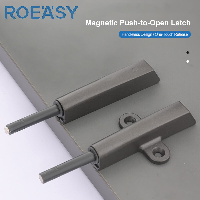 قفل سبائك الزنك ROEASY H008 / H009 مع مغناطيس للفتح بالضغط، للخزائن، نظام فتح تلقائي بالضغط مناسب للخزائن والأثاث بدون مقابض