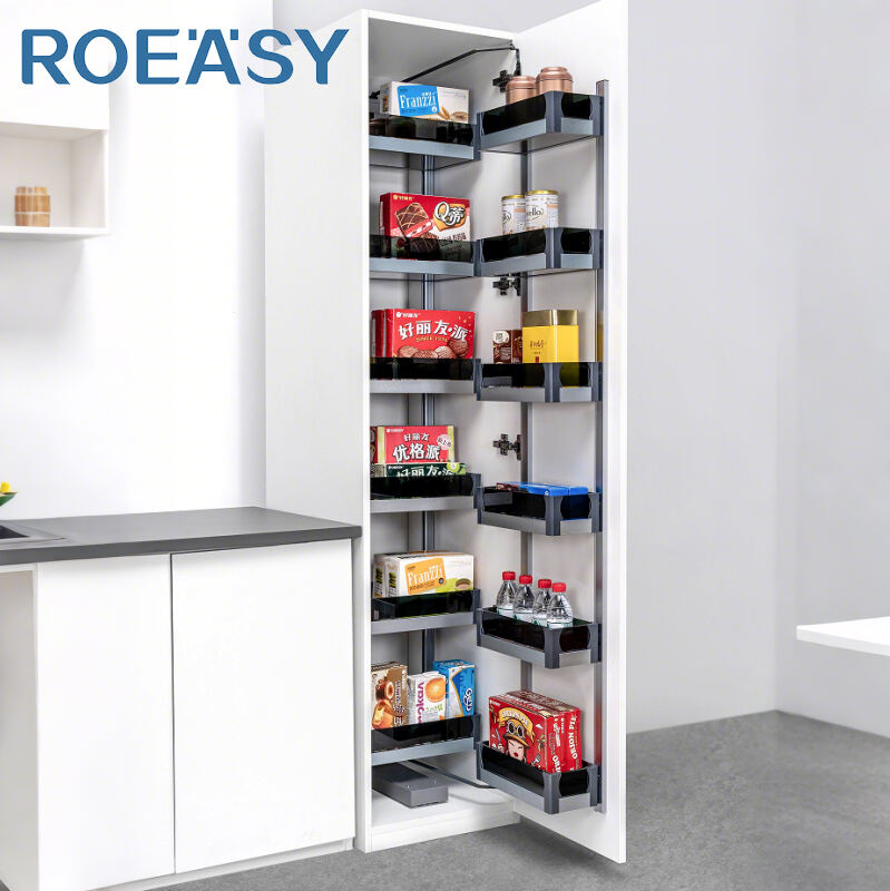 ROEASY DWH45 / DWH60 Modern Walk-in Kitchen Storage Cabinet Rack Pull Out Pantry Basket Tall Pantry Unit for Kitchen