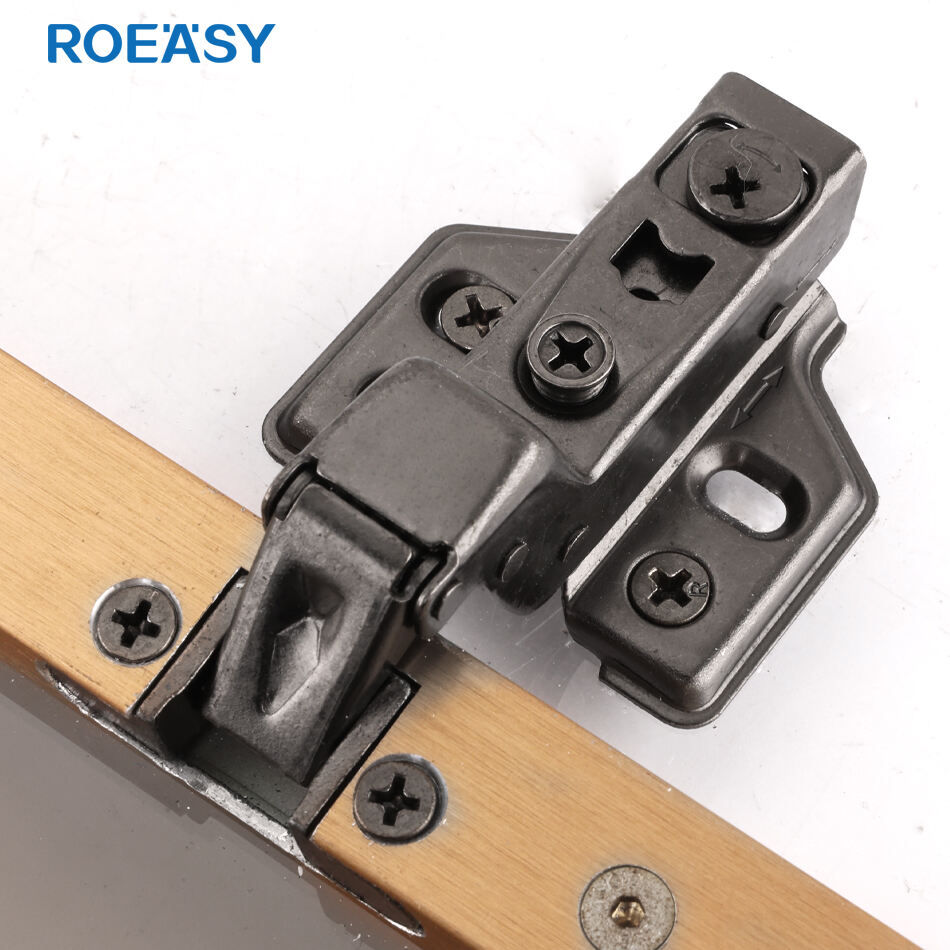 ROEASY Fixed Type Large Bend 15 Crank Inset Hinge 2D Glass Hydraulic Hinge Black Nickel Aluminum Frame Door Cabinet Hinge