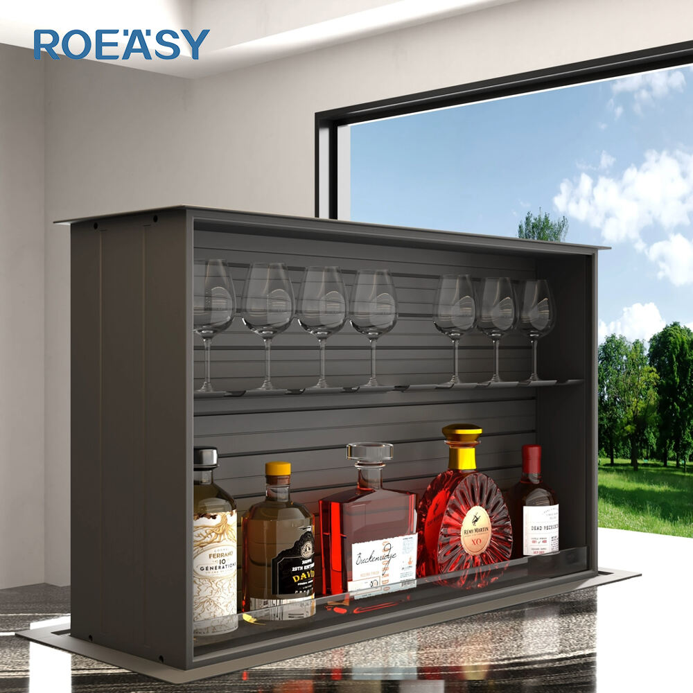 ROEASY KL-LB intelligent modern wine storage rack lifting electric island wine cabinet double side kitchen storage island