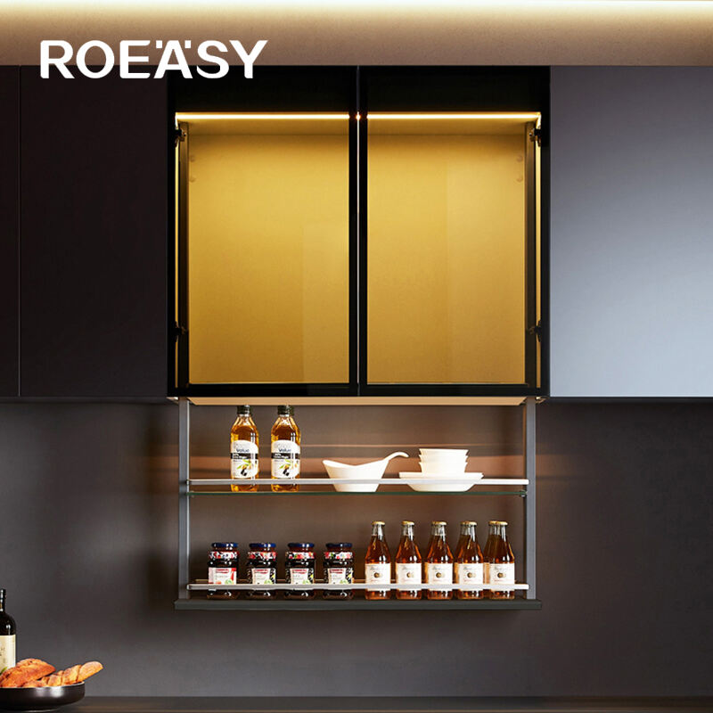 Roeasy ECO-UP01 Custom Home Kitchen Electric Lift Kitchenware Basket Drop Down Storage Wall Cabinet Basket Wholesale