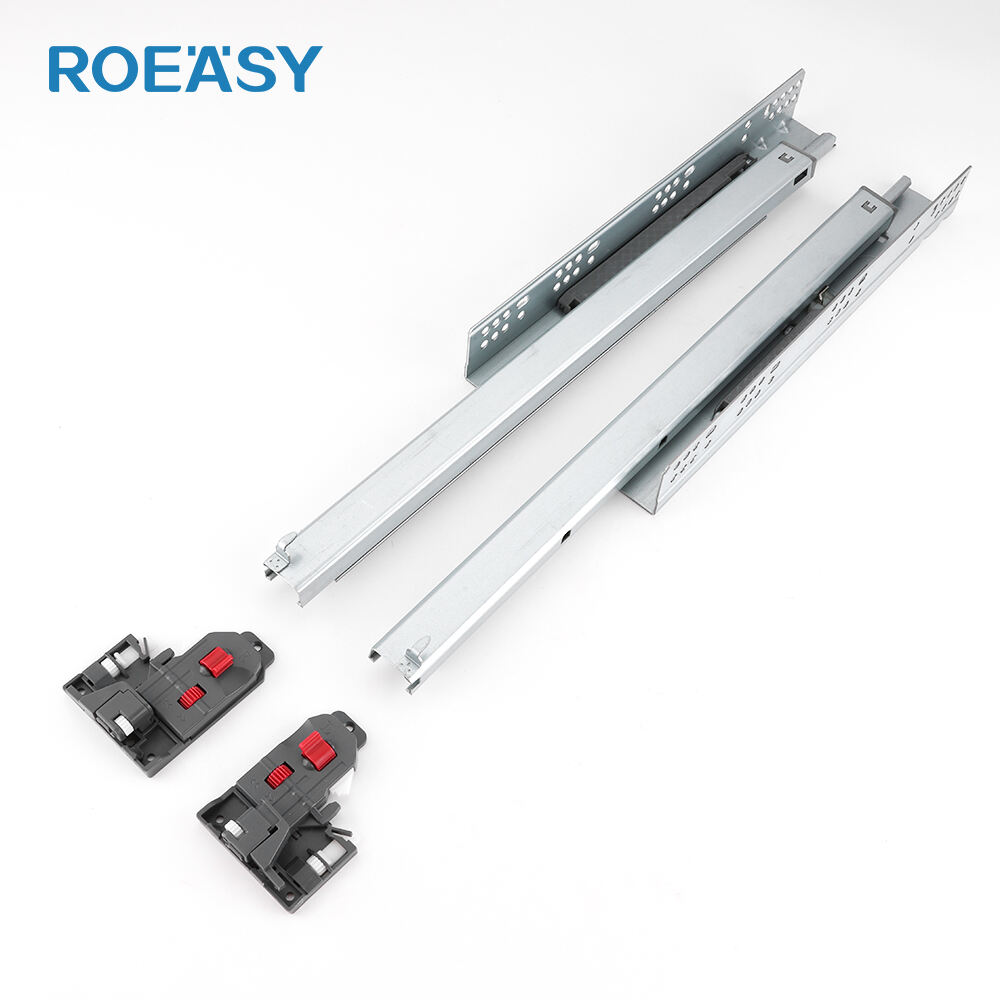 ROEASY 12 to 22 inch bottom mount telescopic rails three section 3d adjustable undermount drawer slides soft close