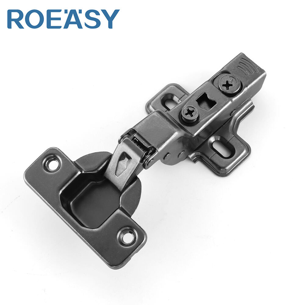 ROEASY 273AI-2D-PRO-BN 2 Holes Plate 15 Crank Cabinet Door Black Hinge Three Way Pantry Cupboard Hinge for Furniture