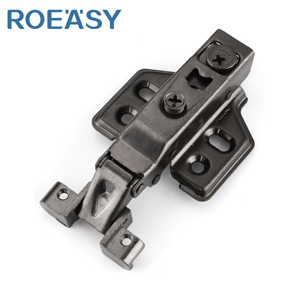 ROEASY CH-691A-2D-BN-F Cabinet Glass Door Hinges 2D Adjustable Fixed Type Full Overlay Black Nickel Aluminum Frame Hydraulic Hinge for Furniture