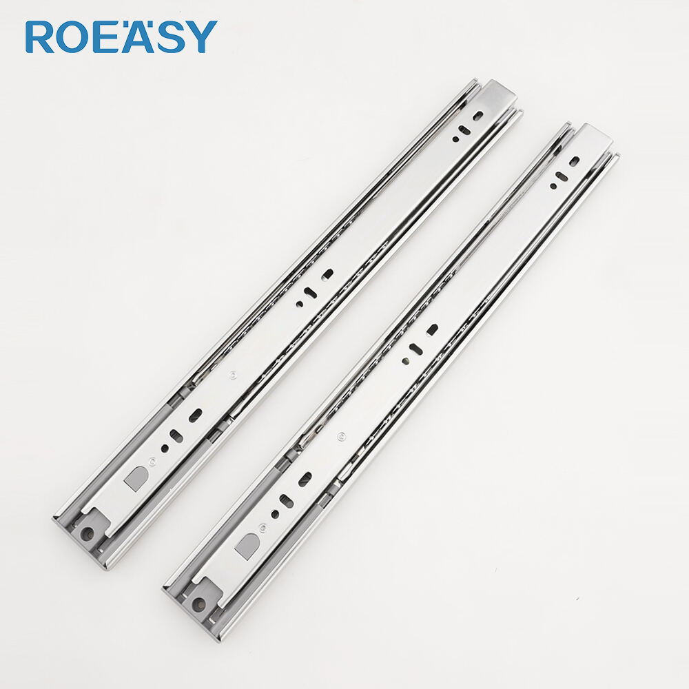 ROEASY Lock 2 Push Open 45mm Push Open Drawer Telescopic Channel Furniture Drawer Slide Side Mount Cabinet Sliding Rail