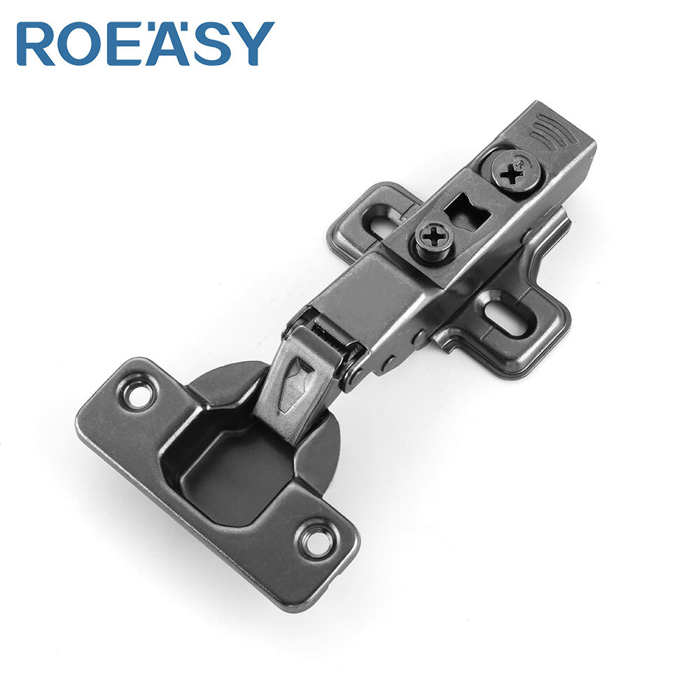 ROEASY 273AH-2D-PRO-BN 2 Holes Black Nickel 8 Crank Half Overlay Cabinet Hinge 3 Way 2D Adjustable Pantry Cupboard Hinge 