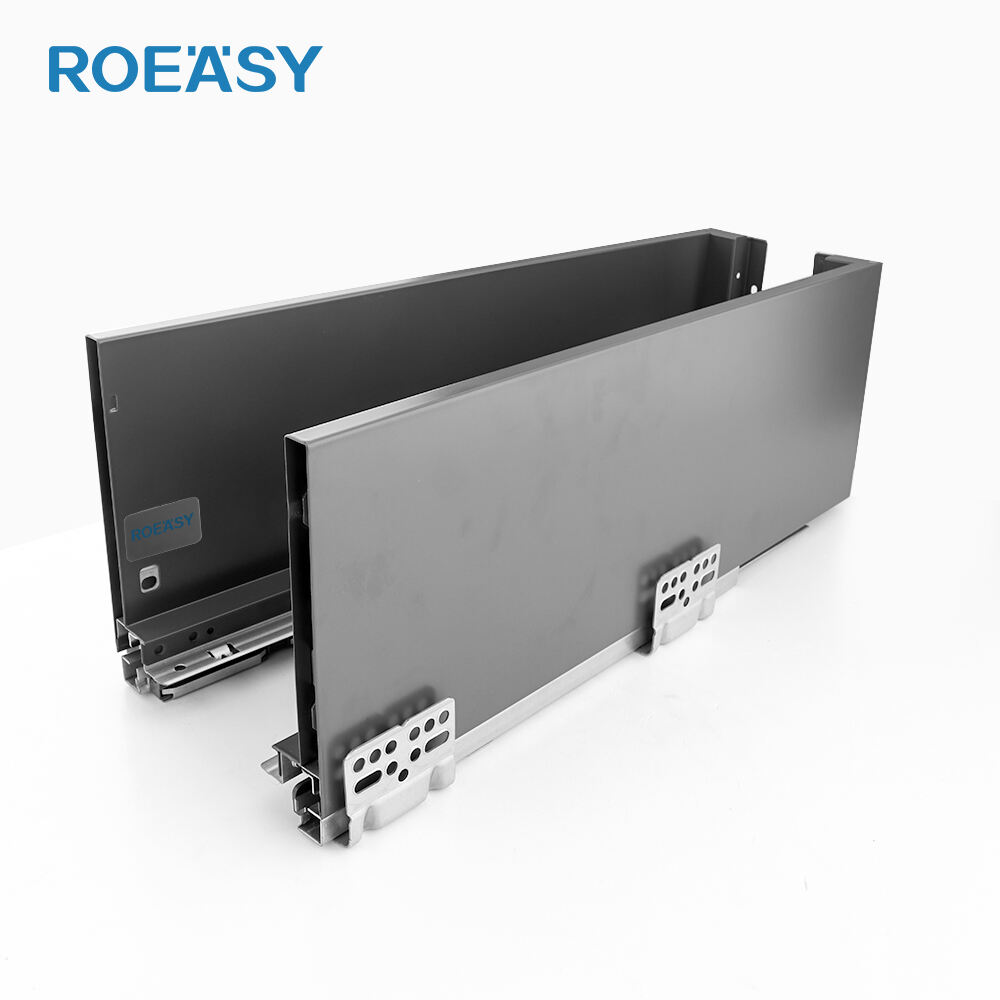 ROEASY TD-195PT ارتفاع 167 مم دفع لفتح صندوق معدني رفيع ذو إغلاق ناعم منزلق درج مزدوج الجدار