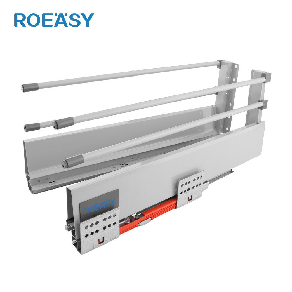 ROEASY TD-197Y-II Boîte mince tandem de 199 mm de hauteur, extension complète réglable en 3D, glissière de tiroir à fermeture douce