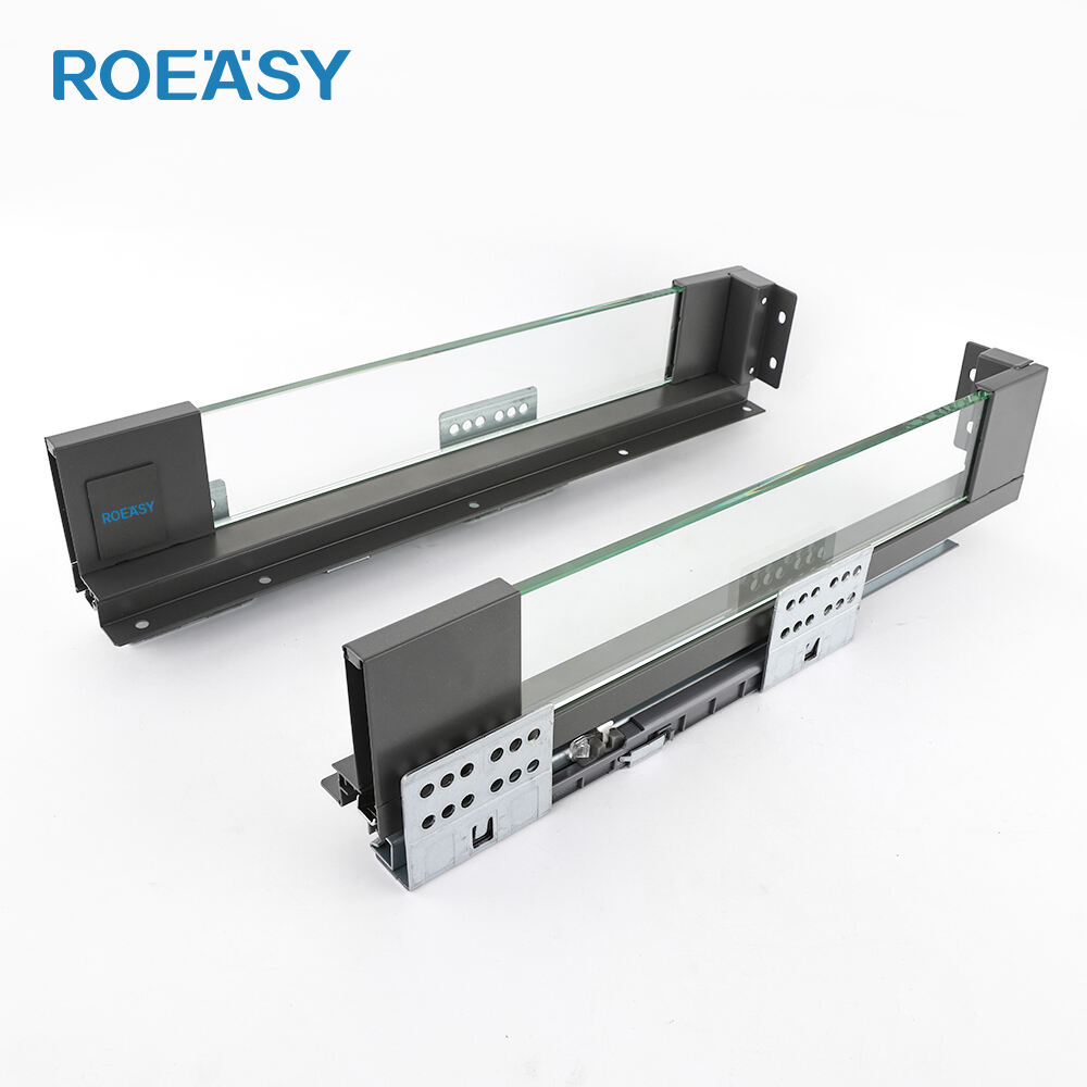 ROEASY 193Y-84MM height glass sheet slim box kitchen cabinet drawer slide channel for home furniture