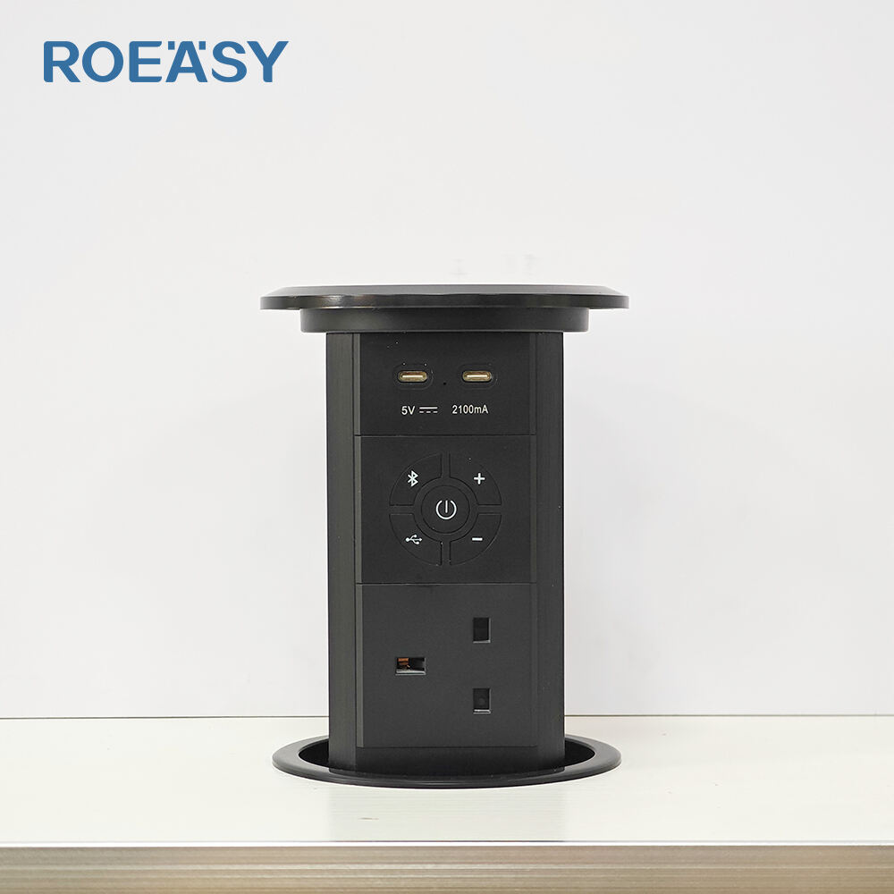 New product recommendation | Pop up lifting hidden socket outlet with 2 outlets 2 USBA Charger Ports for Office Kitchen Conference