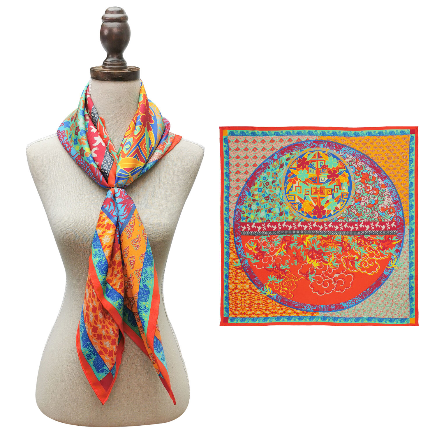 Sciarpe di Seta di Lusso con Stampa Personalizzata per Uomo e Donna in Twill, Sciarpa in 100% Seta di Gelso Personalizzata