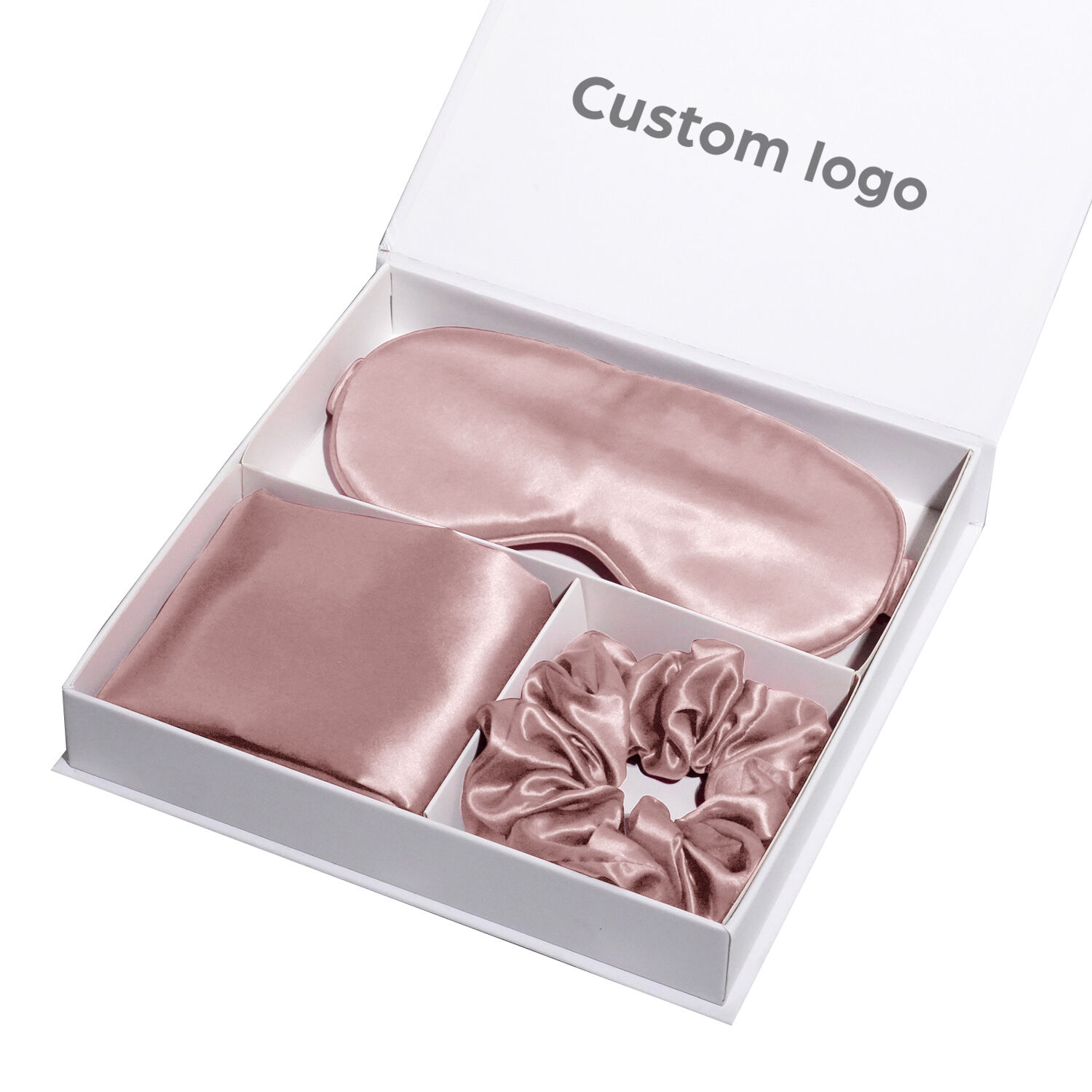 Set Regalo di Lusso con Logo Personalizzato 16/19/22 MM Set di Federe in Seta 100% e Mascherina per Gli Occhi in Seta di Gelso con Borsa in Raso