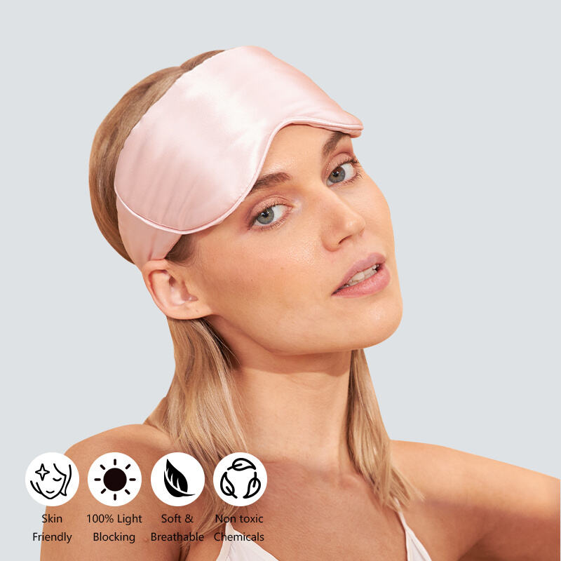 Mascherina per gli occhi in seta personalizzata con logo e dimensioni, 100% seta di gelso, con chiusura a strappo