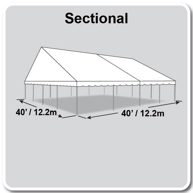 40' X 40' Gable Frame Tent / sectional tent top, Complete