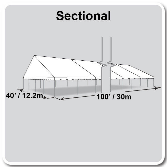 40' X 100' Gable Frame Tent / sectional tent top, Complete