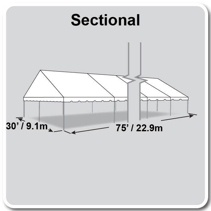 30' X 75' Gable Frame Tent / one piece tent top, Complete