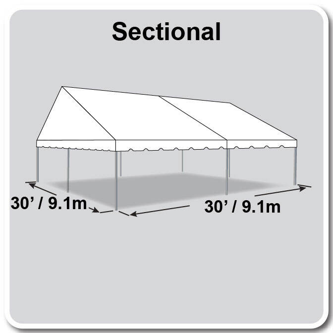 30' X 30' Gable Frame Tent / sectional tent top, Complete