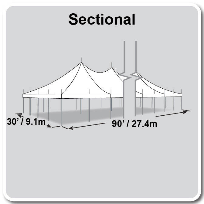 30' X 90' High Peak Pole Tent / Premiere I Tent, sectional tent top, Complete