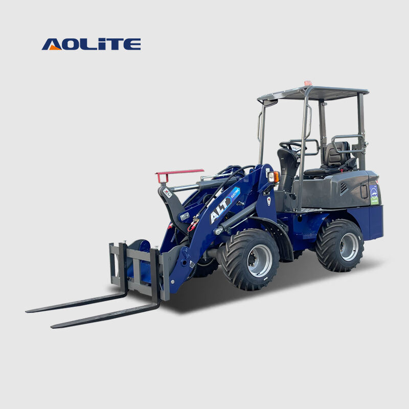 AOLITE E607 mini caricatore a ruote elettrico energia rinnovabile alimentazione al 100% a batteria carico nominale di 700kg 4WD caricatore anteriore