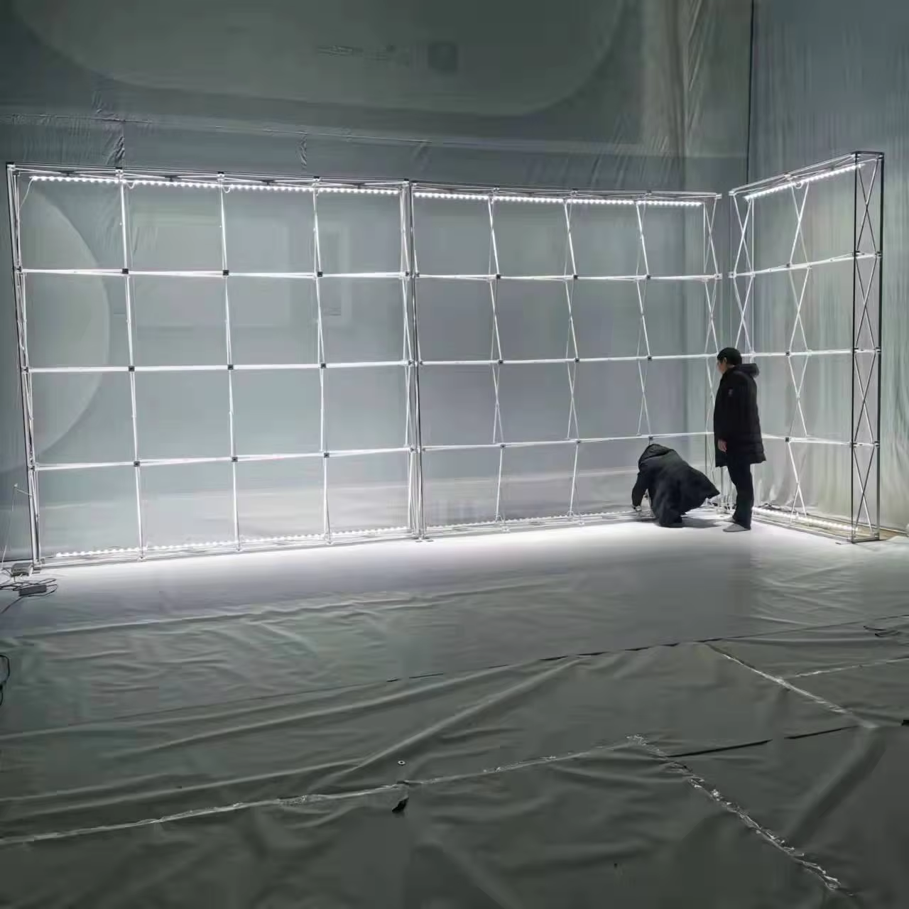 quick assembly show hotel exhibition event signature wall background wall pop-up grid folding SEG light box details