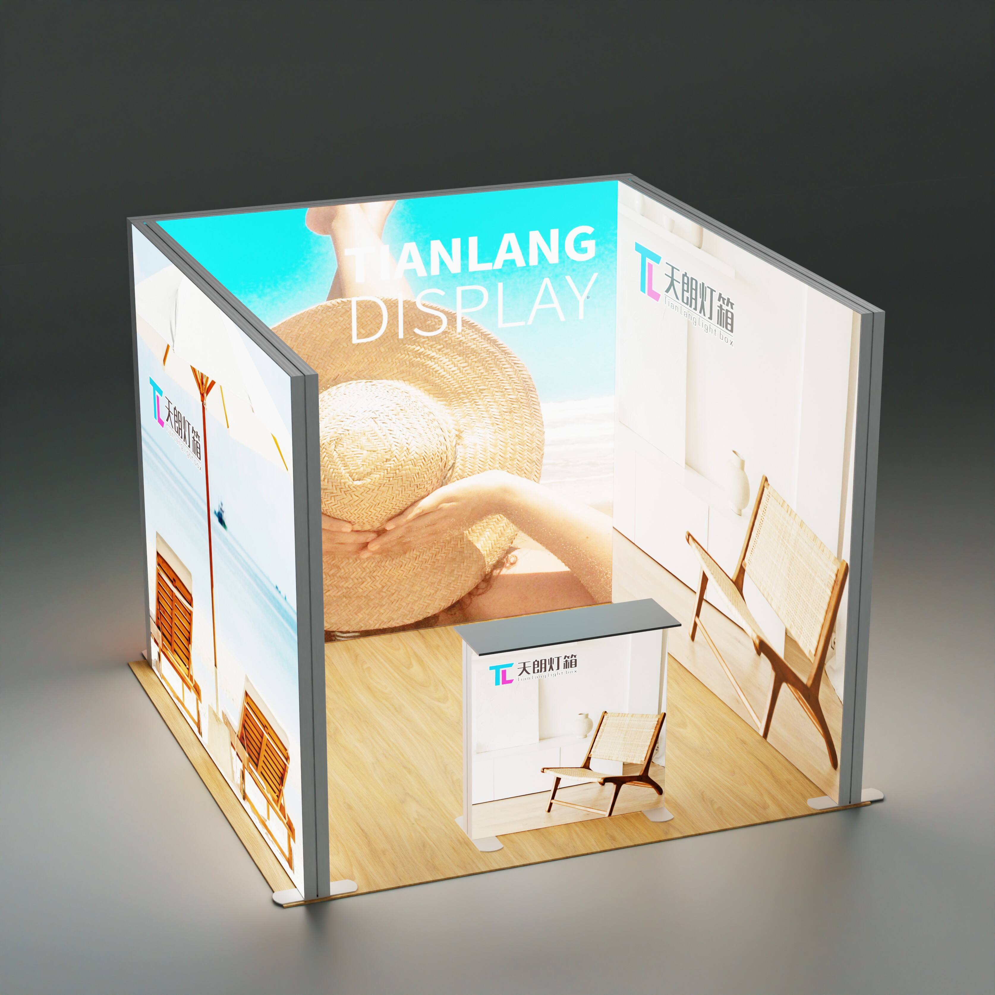 TianLang Viena atvira 3 m × 3 m stendo šviestuvų dėžė Parodos stendas