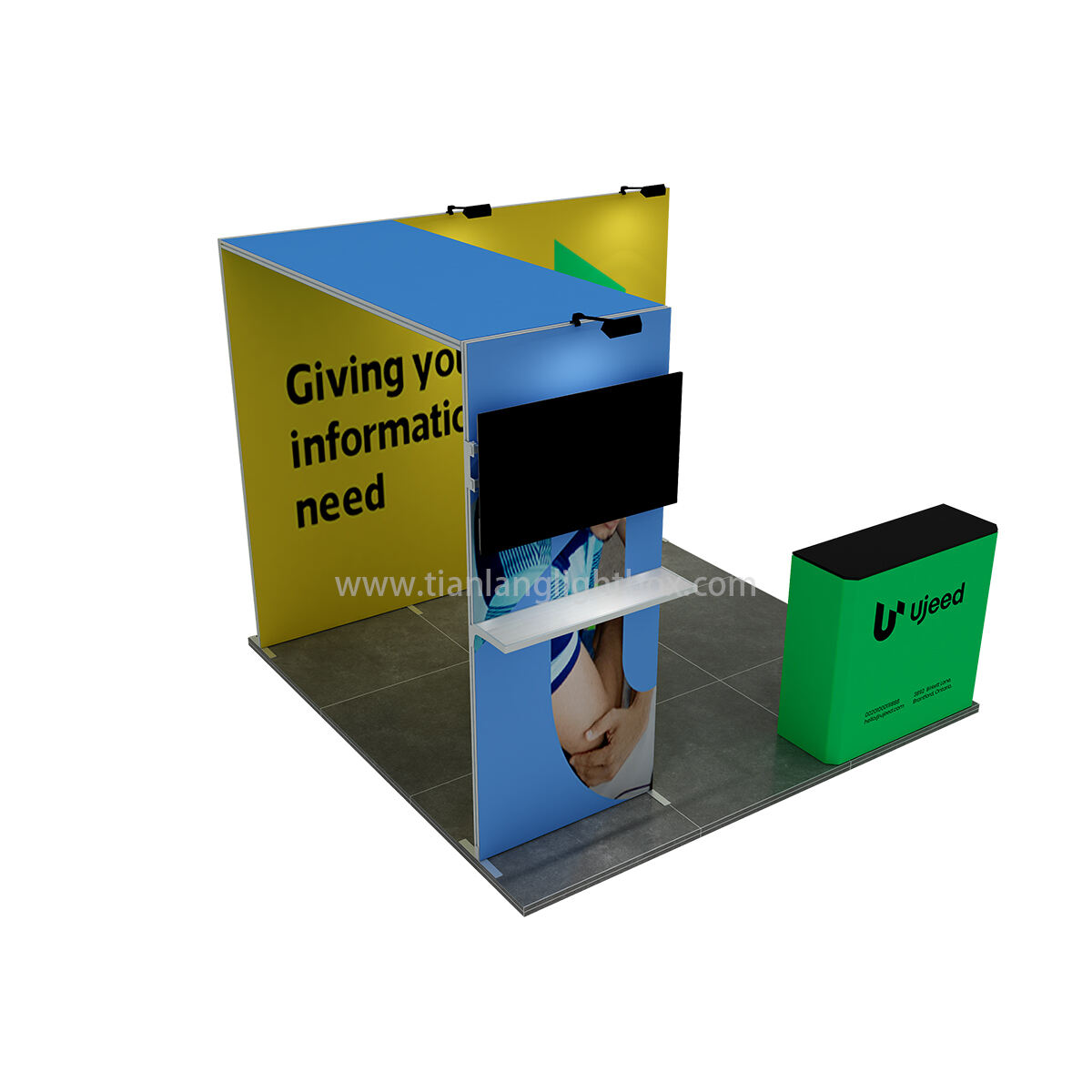 Single side tension fabric graphic 3x6 exhibition display backdrop modular aluminum 10x20 trade show booth portable to carry