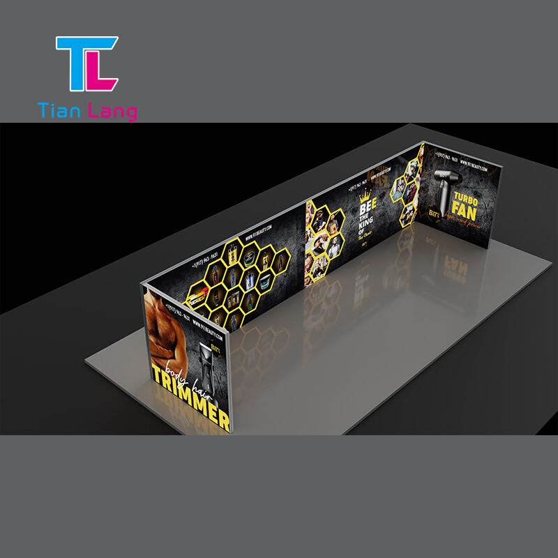 TianLang 30*20FT/9*6M Doble Forma de Arco Exhibidor de Feria Modular con Iluminación L Doble. Exhibidor de Feria Modular con Caja de Luz, Exposición con Diseño Libre, Exhibidor con Iluminación Portátil, Diseño de Exhibición con Esquinas LED en Forma de L