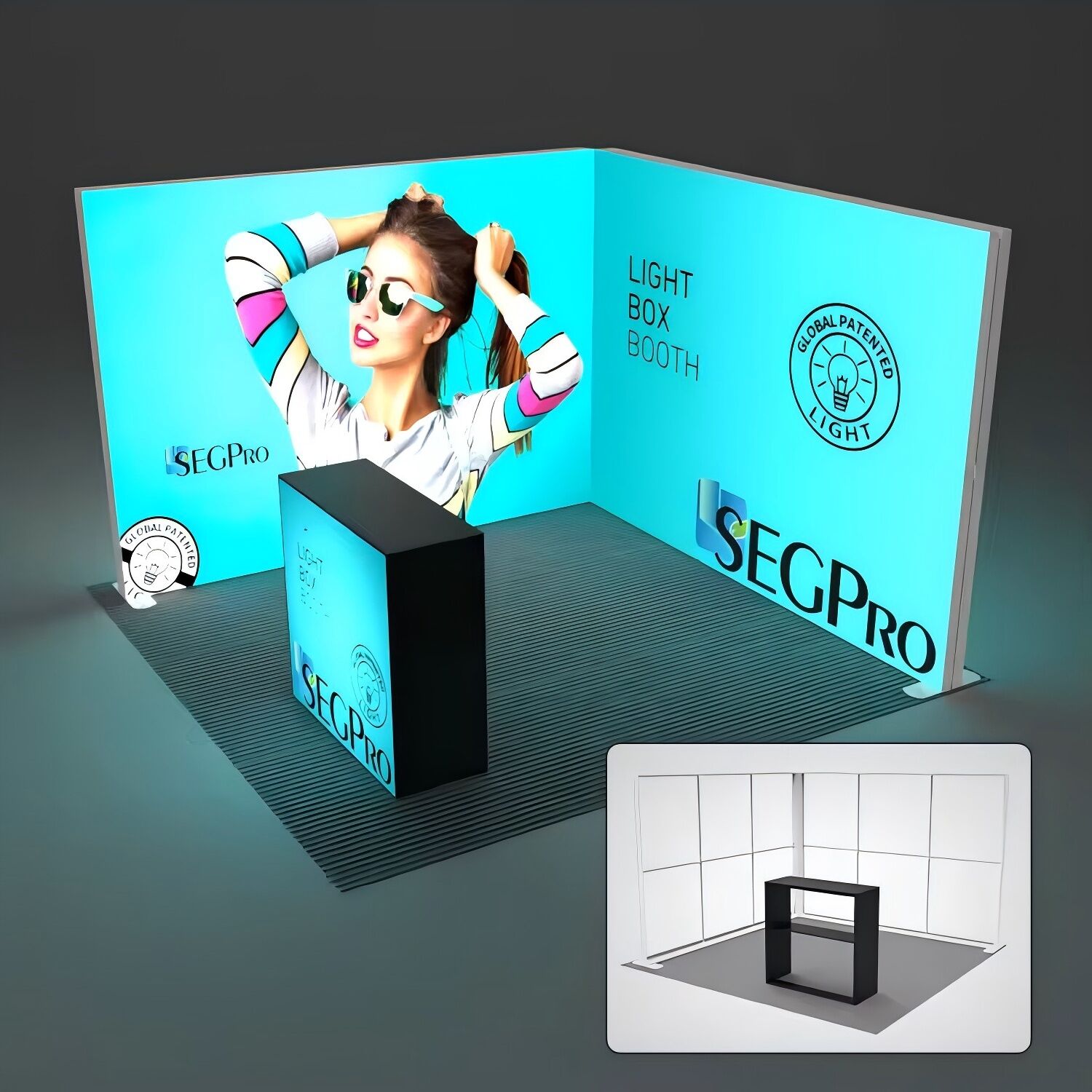 TianLang 3m×3m Exhibition Booth light box - 2 bukas + storage table
