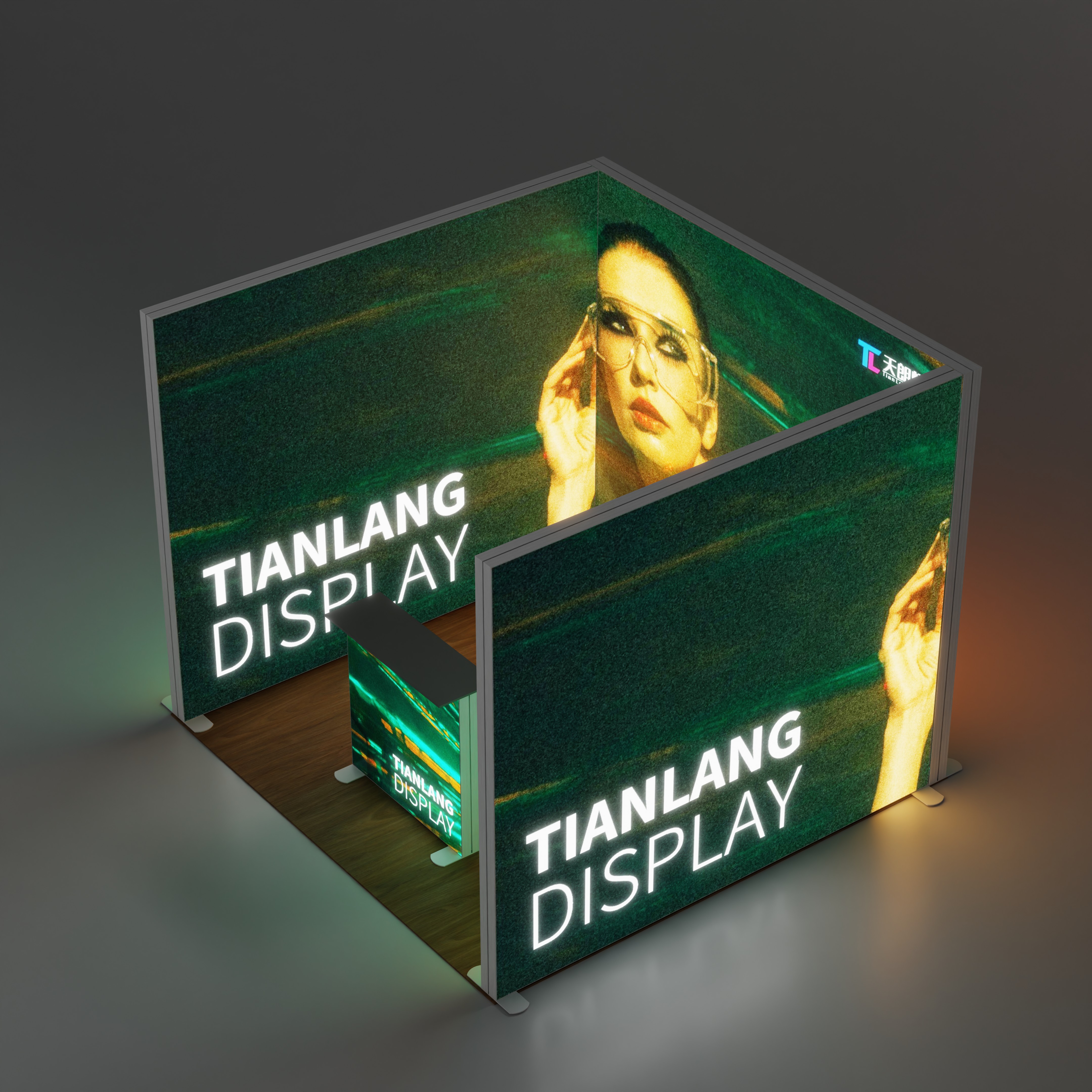 Kotak lampu satu bukaan TianLang 3m×3m, gerai pameran