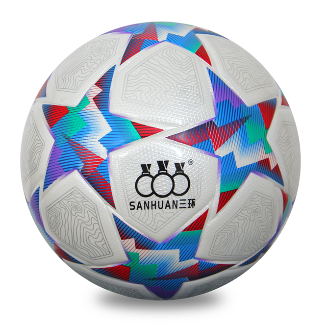 Sanhuan | Thermisch gelijmde trainingsvoetbal – PU 0,65 mm golf-/vierhoekpatroon omsloten balhoes