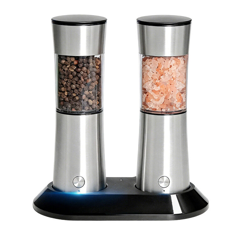 Automatic USB Rechargeable Stainless Steel Salt and Pepper Grinder Set with LED Light & Lithium Battery