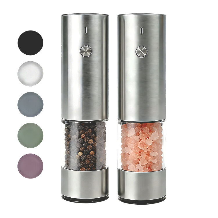 Luxury Gift Set Stainless Steel Automatic USB Powered Adjustable Salt and Pepper Grinder Set in Gift Box for Wedding Present