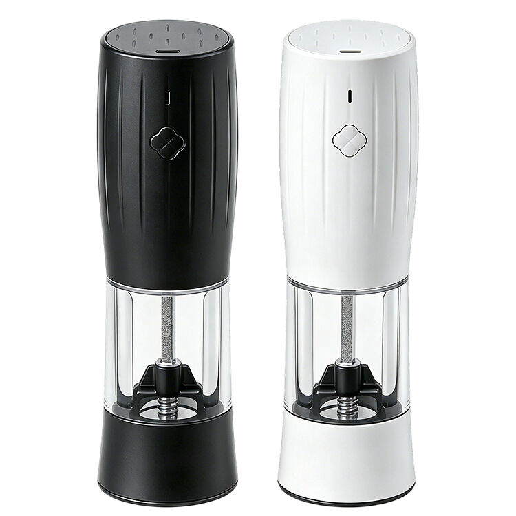 Type-C USB Rechargeable Electric Plastic Salt and Pepper Mill Grinder Set with LED Light Handle for Home & BBQ Use