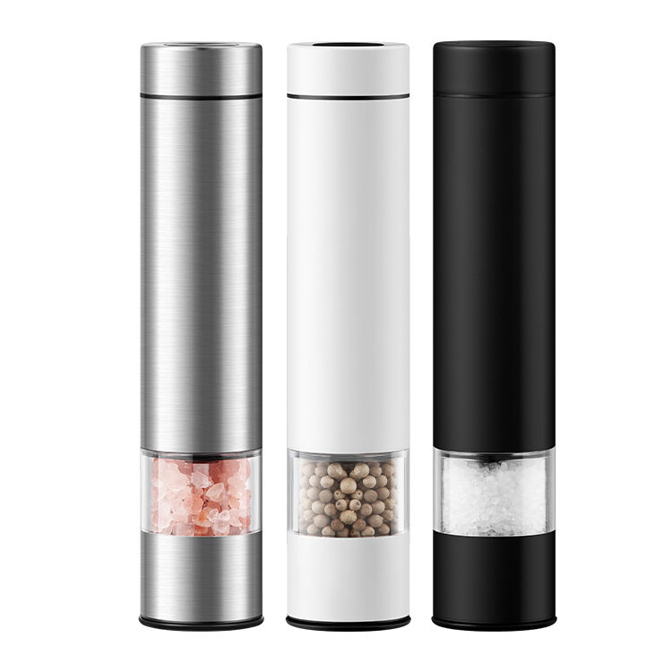 Portable Rechargeable Slim Spice Grinder SS Electric Salt and Black Pepper Grinder/Mill Set with External Adjustable Coarseness