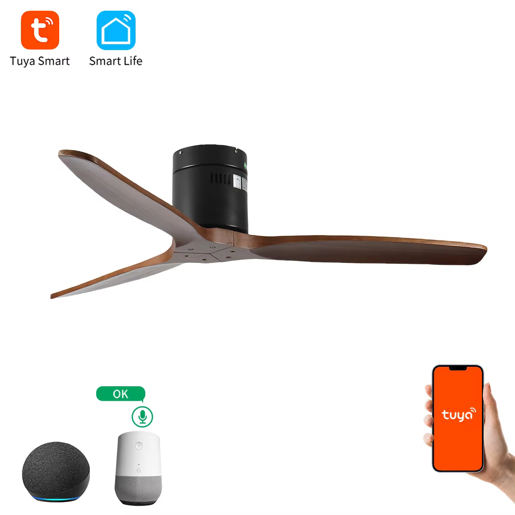 Hotel 3 Blade Wooden American Stylish HC633 LED Ceiling Fan No Light with Lamp manufacture