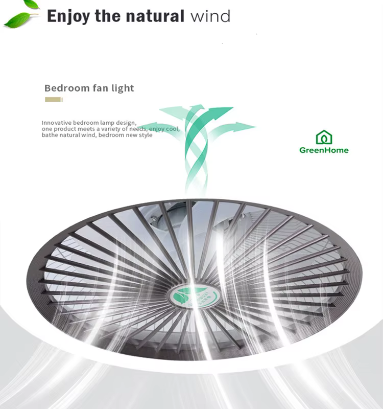 Dimmable Semi Flush Mounted Modern Led Fan Ceiling Lamp with Intelligent Remote Control for Restaurant Hotel Living Room manufacture