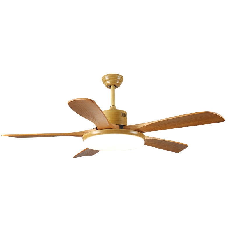 HC590 High Quality Nordic 52 Inch 3 Solid Wood Blade Luxury Remote Control Wooden Modern Dc Bldc Led Ceiling Fan Light